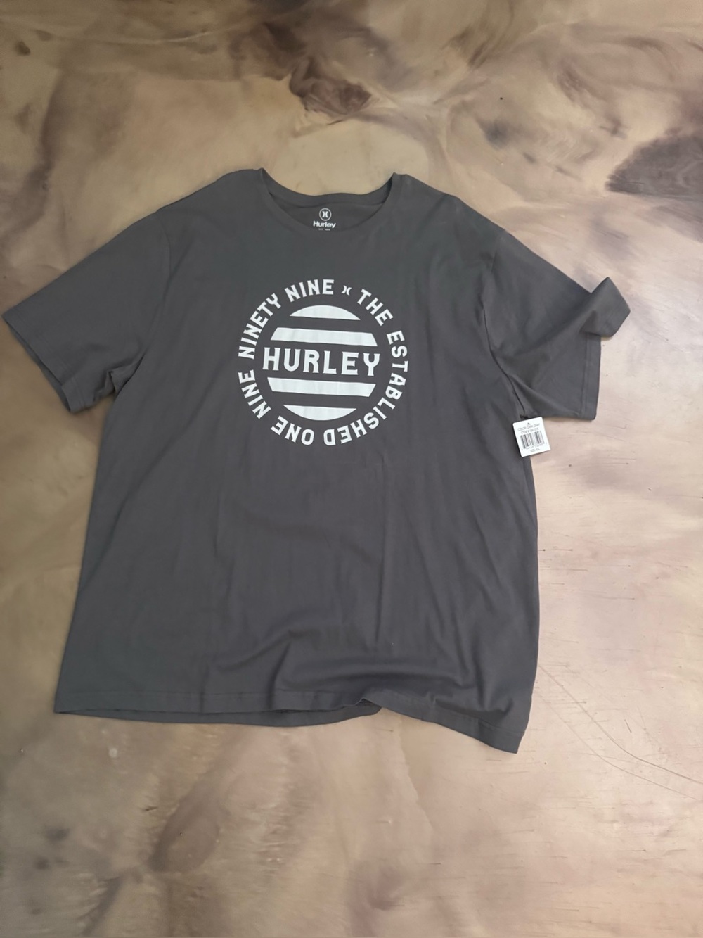 Hurley Men's Charcoal Gray Logo Short-Sleeve Tee